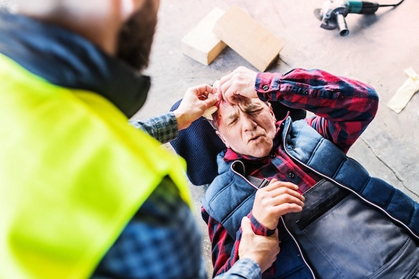 Worker with head injury