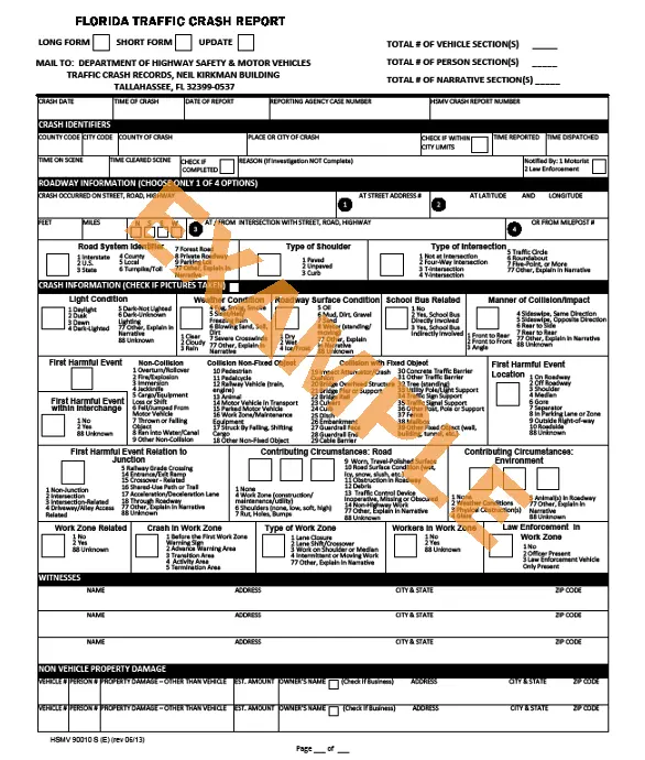 Florida Traffic Crash Accident Report