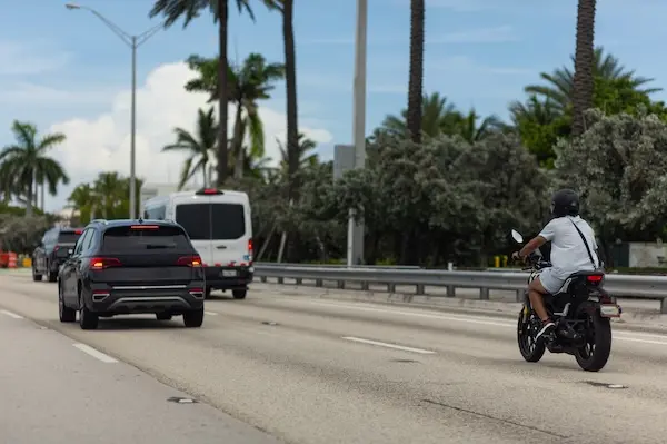 Motorcyclist riding on a Fort Lauderdale roadway